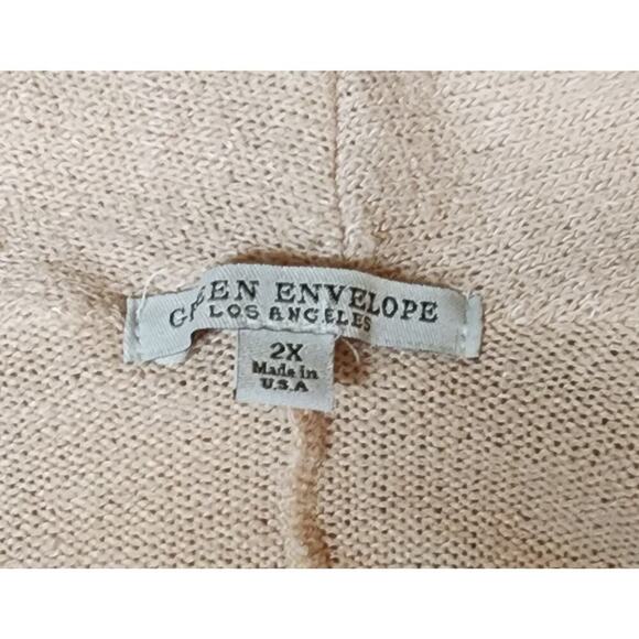 Green Envelope 2X Pink Vest Asymmetric Sleeveless Cardigan Open Front Draped - Picture 7 of 7